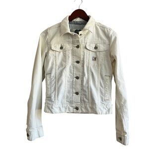 Vintage Carhartt White Denim Jean Jacket - Size Extra Small (XS)